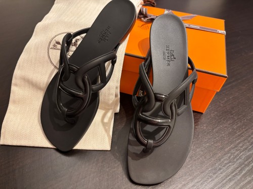 Sandali neri originali hermes - sandali,